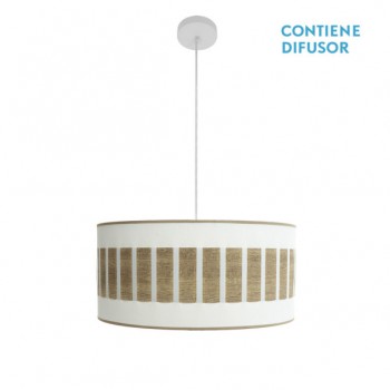 Distribuidor - Lâmpadas Diversas | Colgantes Moderno | COLGANTE IVANNA 2XE27 BLANCO/BLANCO-MADERA CLARA REGX50X50 CM Ref: 188495085
